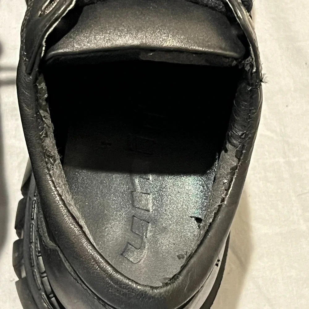 Unif Womens Black Leather Round Toe Lace Up Low Top Chunky Platform Shoes Sz 8